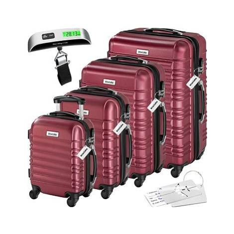 Tectake Cestovní pevné kufry Mila s váhou na zavazadla – sada 4 ks - vínová