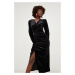 Velurové šaty Answear Lab černá barva, maxi