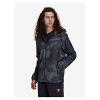 Modro-černá pánská vzorovaná lehká bunda s kapucí adidas Originals Camo WB FZ