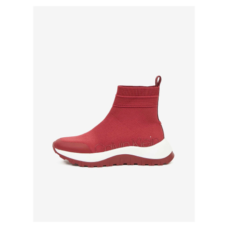 Červené dámské ponožkové tenisky na platformě Calvin Klein