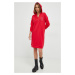 Bavlněné šaty Armani Exchange červená barva, midi