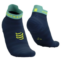 Compressport Pro Racing Socks V4.0 Ultralight Run Low Dress Blues/Eggshell Blue/Green Sheen T3 B