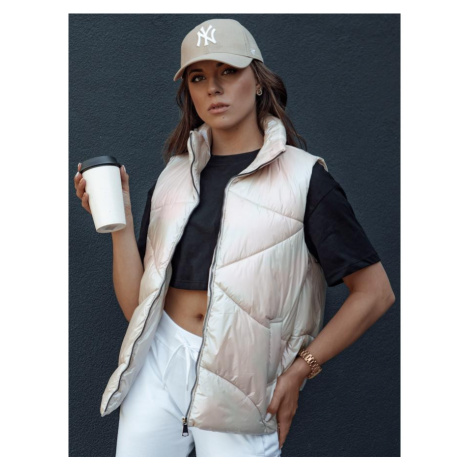 Béžová prošívaná dámská vesta DStreet