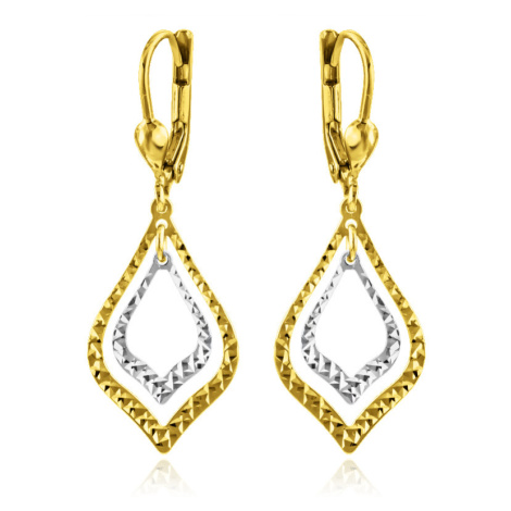 GEMMAX Jewelry Elegantní zlaté visací náušnice s diamantovým brusem GLECN-28851