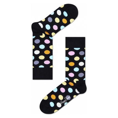 Černé ponožky Happy Socks s barevnými puntíky, vzor Big Dot
