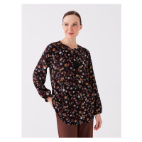 LC Waikiki Tie-Up Collar Floral Long Sleeve Women's Blouse