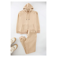 Trendyol Stone Oversize/Wide Cut Hooded Basic Tracksuit Set