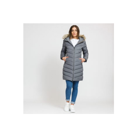 CALVIN KLEIN JEANS W Long Down Fitted Puffer Jacket šedá