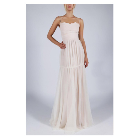 Dámské šaty na ramínka s sukní dlouhé bílé Bílá / XL & model 15043063 - SOKY&#38;SOKA SOKY&SOKA