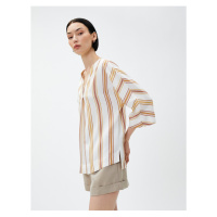 Koton V-Neck Blouse Pleat Detailed