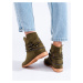 Trendy kotníčkové boty dámské zelené na klínku