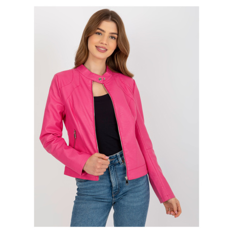 TMAVĚ RŮŽOVÁ KOŽENKOVÁ BUNDA -NM-KR-G102.00P-DARK PINK BASIC