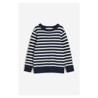 H & M - Žakárově pletený bavlněný svetr - modrá
