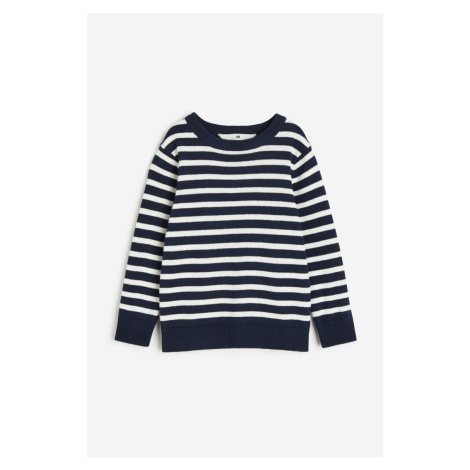 H & M - Žakárově pletený bavlněný svetr - modrá H&M