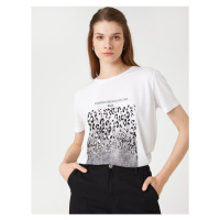 Koton Leopard Print T-Shirt Short Sleeved Crew Neck