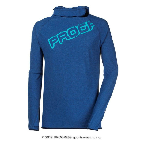 FOCUS pánský sportovní pulovr s kapucí modrý melír - doprodej Progress