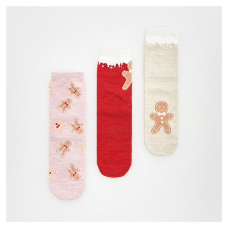 Reserved - Vánoční ponožky s výpustky 3 pack - Červená
