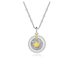 Náhrdelník ze stříbra 925 - kruh, stříbrné glitry, hvězda zlaté barvy