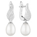 Gaura Pearls Stříbrné náušnice s bílou perlou a zirkony, stříbro 925/1000 SK23371EL/W Bílá