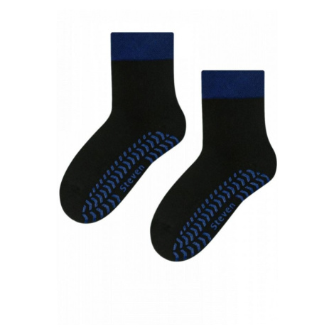 Steven 038 černo-safírové ABS Dětské ponožky