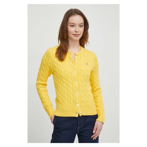 Bavlněný kardigan Polo Ralph Lauren žlutá barva