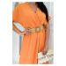 Dlouhé šaty s ozdobným páskem pomeranč