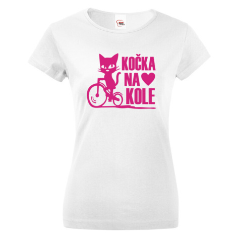 Dámské tričko s vtipným potiskem Cyklo kočka - dárek pro cyklistku BezvaTriko
