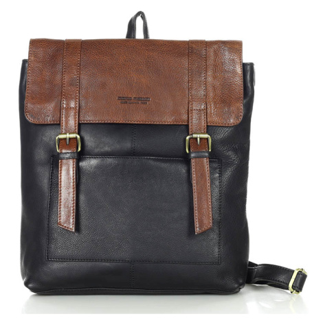 Kožený batoh Marco Mazzini VS91 černý / hnědý Marco Mazzini handmade