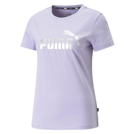 Puma ESSENTIALS+ METALLIC LOGO TEE Dámské tričko, fialová, velikost