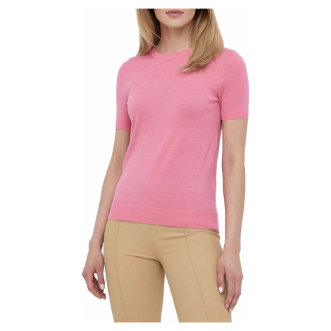 Růžový vlněný svetr - HUGO BOSS