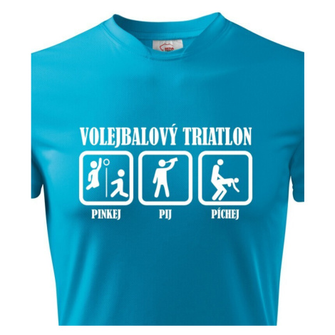 Vtipné pánské volejbalové tričko Volejbalový triatlon BezvaTriko