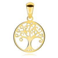 Zlatý přívěsek ze žlutého 9K zlata - plochý strom života v obrysu kruhu