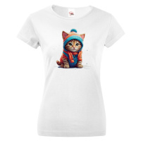 Dámské tričko s potiskem koťátka v oblečku - tričko pro milovníky koček