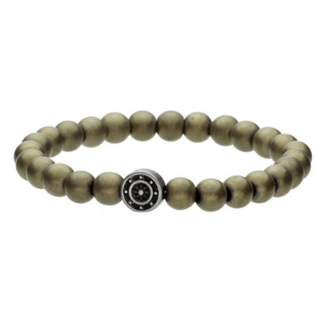 Manoki Pánský náramek Jamie chirurgická ocel a přírodní hematit BA496Z Zlatá 22 cm