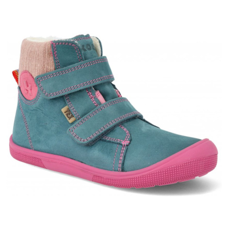 Barefoot dětské zimní boty Koel - Dean Tex wool modré/růžová Koel4kids