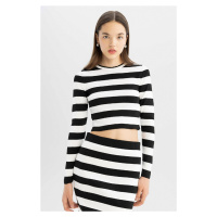 DEFACTO Cool Slim Fit Striped Crew Neck Sweater