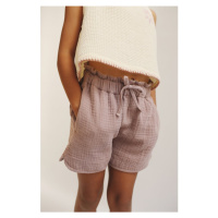 LiiLU dívčí mušelínové šortky SS24 - 062 pale mauve