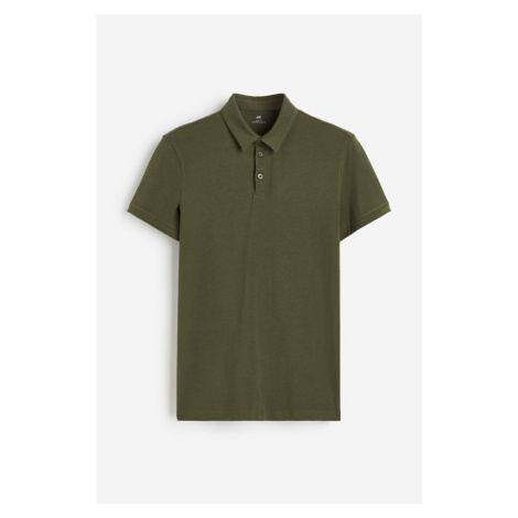 H & M - Tričko's límečkem Slim Fit - zelená H&M