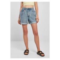 Ladies High Waist Boyfriend Shorts - tinted lightblue washed