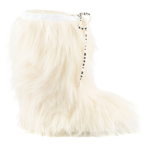 Sněhule marni faux long hair fur snow boots bílá