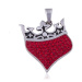 Přívěsek ze stříbra 925 - srdce s královskou korunou, červené zirkony