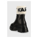 Kožené workery Karl Lagerfeld Danton dámské, černá barva, na plochém podpatku, zateplené