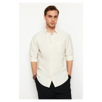 Trendyol Ecru Oversize Fit Textured Fabric Shirt