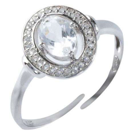 Nastavitelný stříbrný prsten s křišťály a kulatým kamínkem Blancheporte
