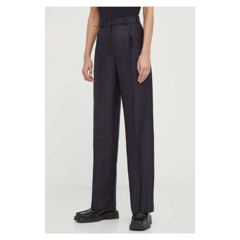 Vlněné kalhoty Lovechild černá barva, široké, high waist, 5124194 Lovechild 1979