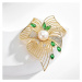 Éternelle Luxusní brož s pravou perlou a zirkony Paola B7209-LXT0672H Zlatá