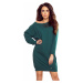 Volné dámské teplákové oversize šaty v lahvově zelené barvě 293-1
