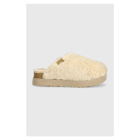 Vlněné pantofle UGG Fuzz Sugar Slide béžová barva, 1135132