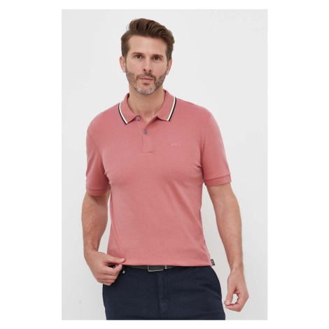Bavlněné polo tričko BOSS růžová barva, 50469360 Hugo Boss