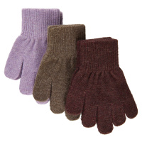 Mikk-Line Mikk - Line dětské vlněné rukavice 3ks 93032 Dark Mink-Slate Black-Chalk Violet